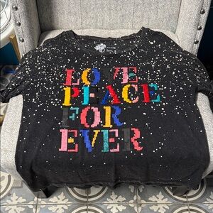 Pilcro Love Peace Forever.  Embroidered t shirt. Worn probably twice
